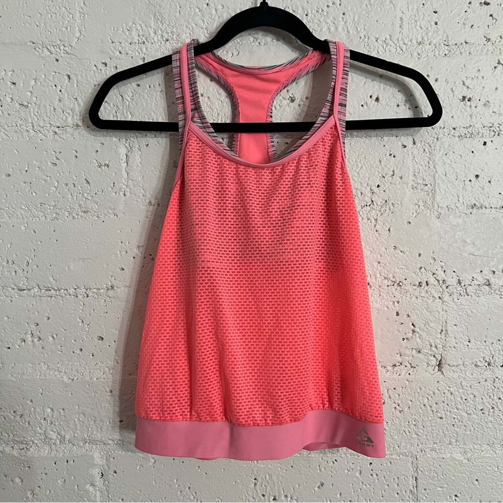 Gerry Girls Swimsuit Top Tankini 16 Pink Layered 2 Piece Youth Q7